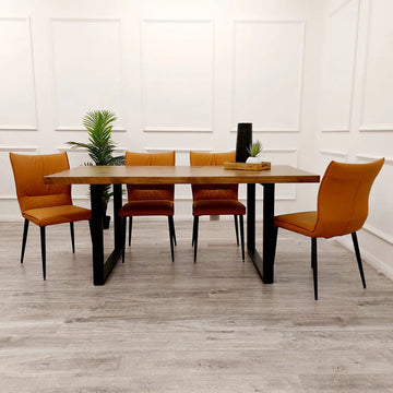 My Fitin Freya 1.8 Dining Table with 4 Flora Tan Chairs